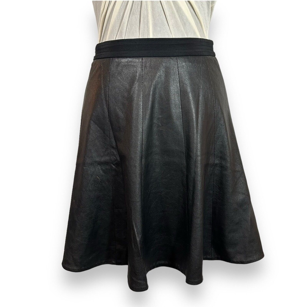 Rebecca Taylor Black Leather A-Line Mini Skirt